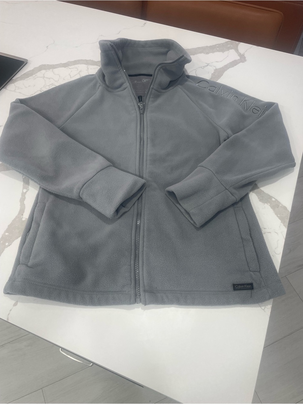 Calvin Klein PERFORMANCE WEAR Gray Full-Zip Fleece Jacket